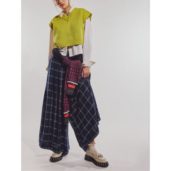 FREE PEOPLE Dance At Dusk Wide Leg Trousers / Navy Combo - Picture 5 of 11